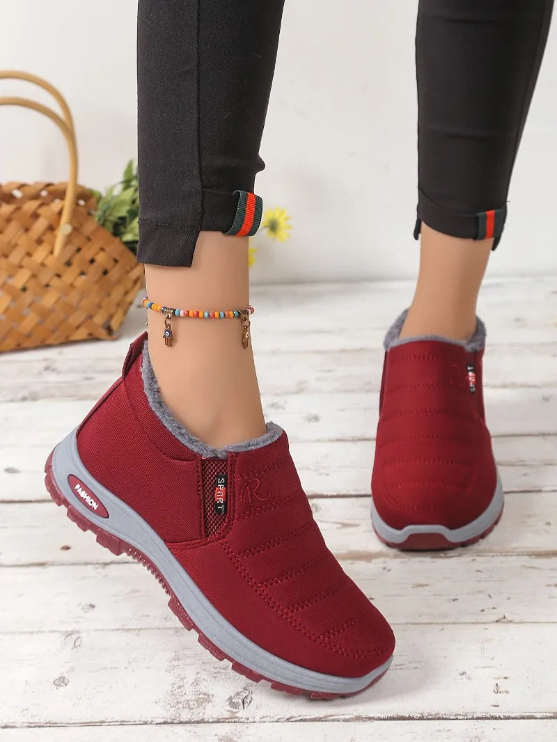 Botas de algodón de talla grande para mujer, botas de algodón cálidas y resistentes al frío, botas de nieve altas con forro polar grueso