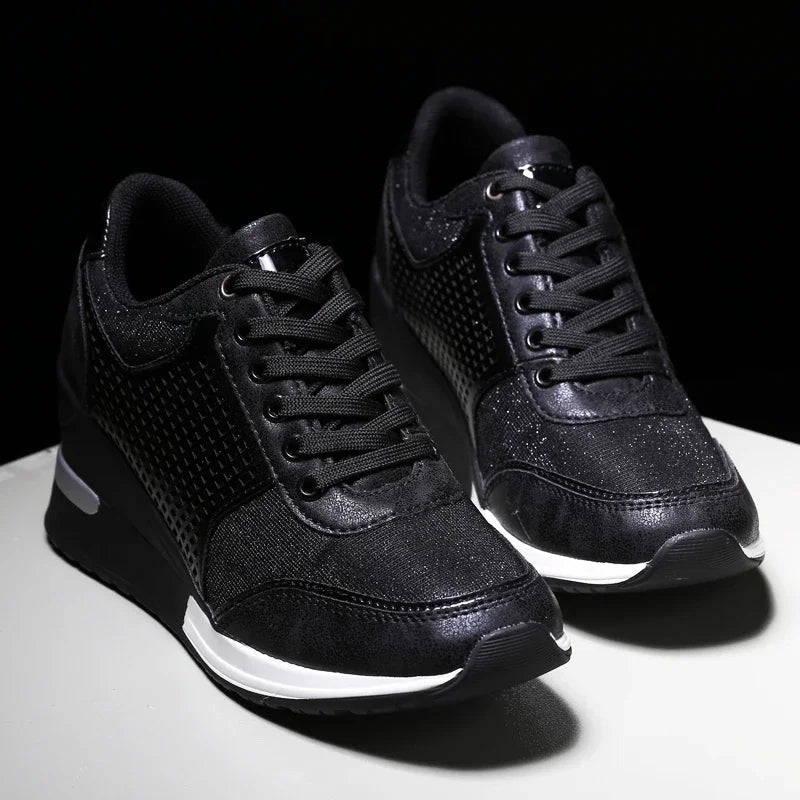 Zapatos vulcanizados para mujer con aumento de altura, zapatos ligeros y transpirables para caminar, zapatos de plataforma para mujer, zapatillas de deporte con cuña hechas a mano