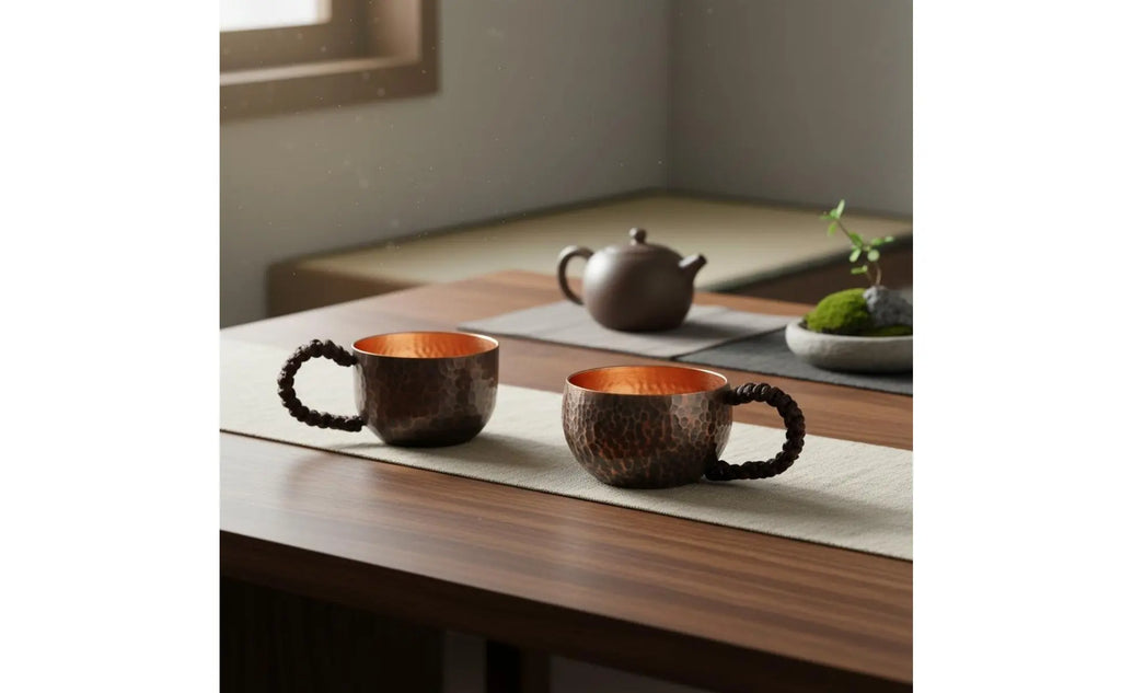 Recipiente para Bebidas de Cobre Martillado, Diseño Chino, Tazón para Bebidas, Taza de Cobre Vintage, Vajilla para Oficina