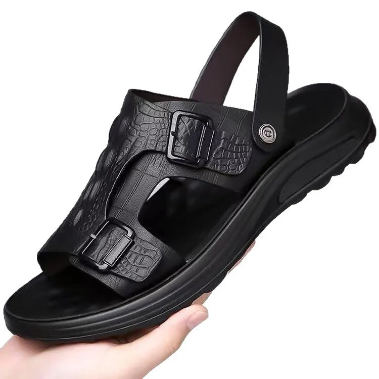Sandalias para hombre al aire libre, zapatillas de verano al aire libre, zapatos de alta calidad, sandalias de cuero de verano 2025 para hombre, zapatos para caminar para hombre nuevo
