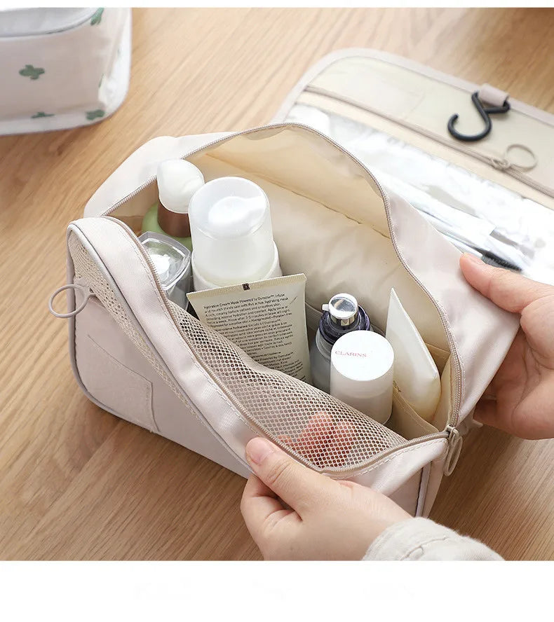 Bolsa de maquillaje de viaje, organizador de artículos de tocador impermeable, Neceser de alta calidad para mujer, bolsa de lavado con gancho para baño, bolsa de almacenamiento con gancho