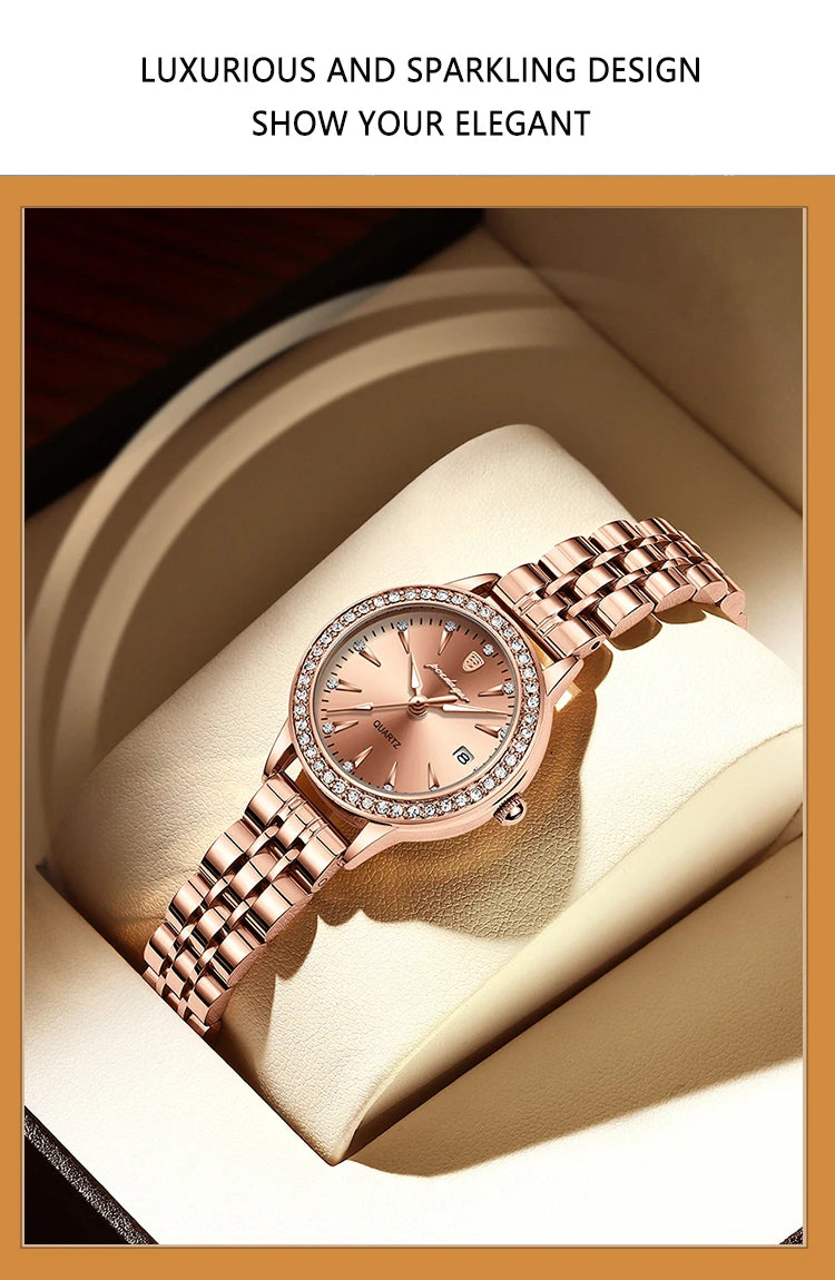 POEDAGAR, reloj informal de lujo para mujer, reloj resistente al agua con fecha para mujer, relojes de cuarzo elegantes con diamantes para mujer, reloj sencillo para mujer