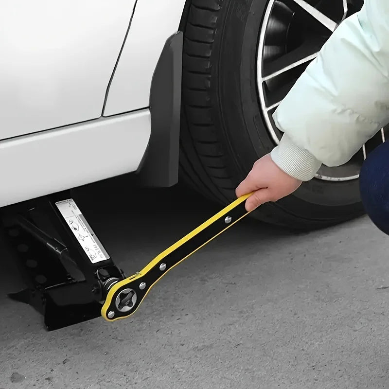 Llave de trinquete de gato que ahorra trabajo con trinquete de mango largo para llave de lengüeta de tijera para gato de neumático