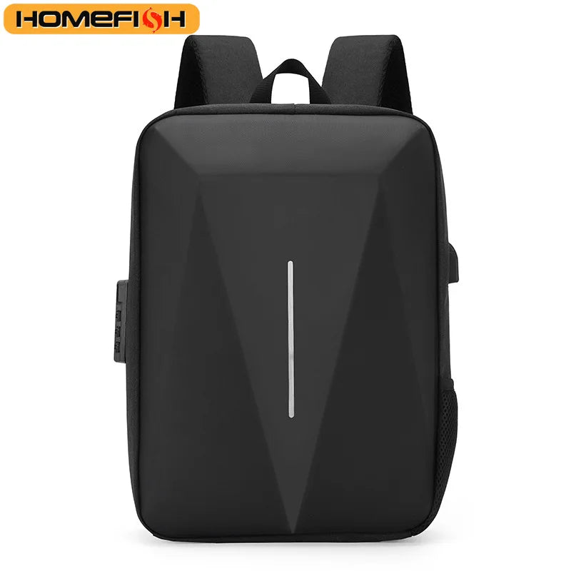 Mochila informal de carcasa dura para hombre HOMEFISH, mochila antirrobo, bolsa de viaje de alta capacidad con carga USB, bolsa de ordenador de negocios a la moda