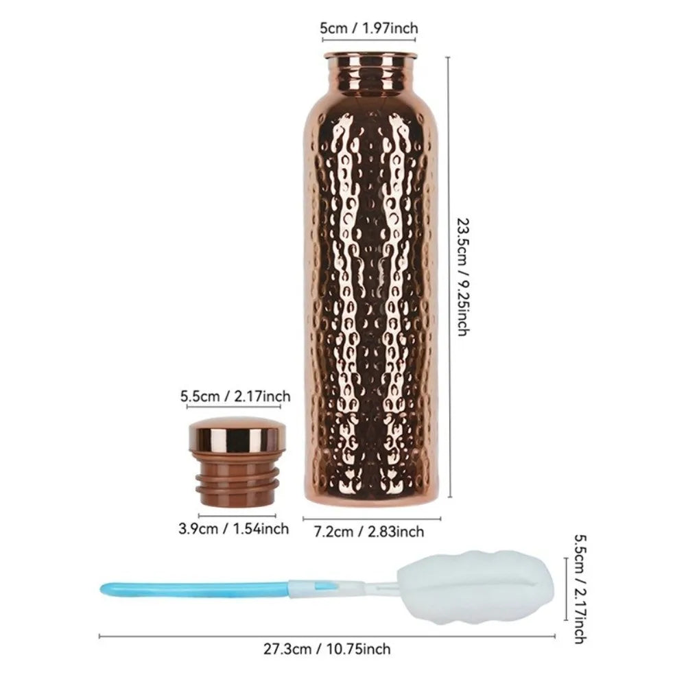 Botella de Agua de Cobre de 800 ml   Apertura de la tapa con un solo clic   Aislamiento Térmico  Botella Deportiva a Prueba de Fugas    Base de Silicona Antideslizante