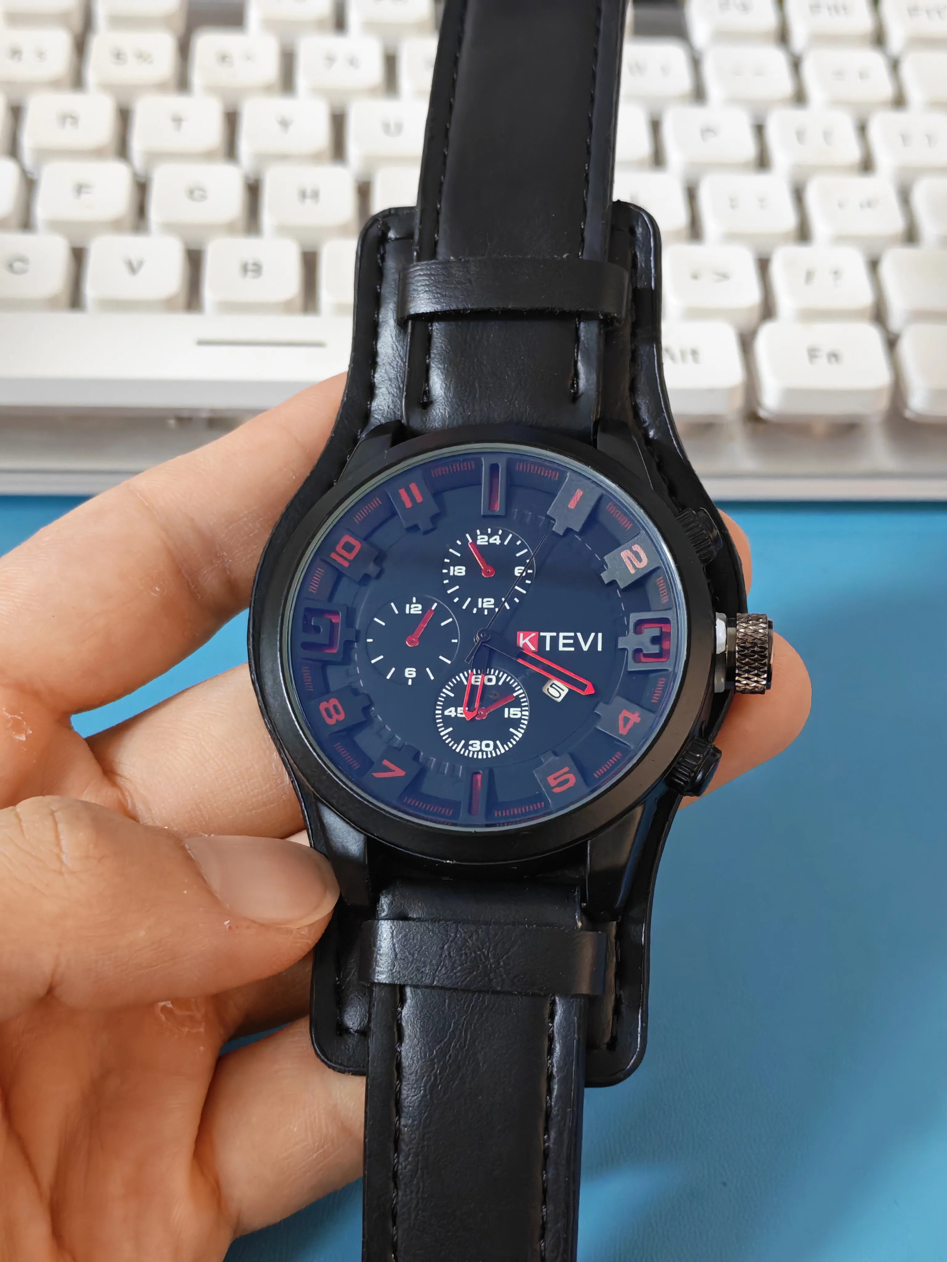 Reloj de Cuarzo para Hombre con Esfera Árabe, Correa de Cuero Informal, Relojes Deportivos con Calendario para Hombre