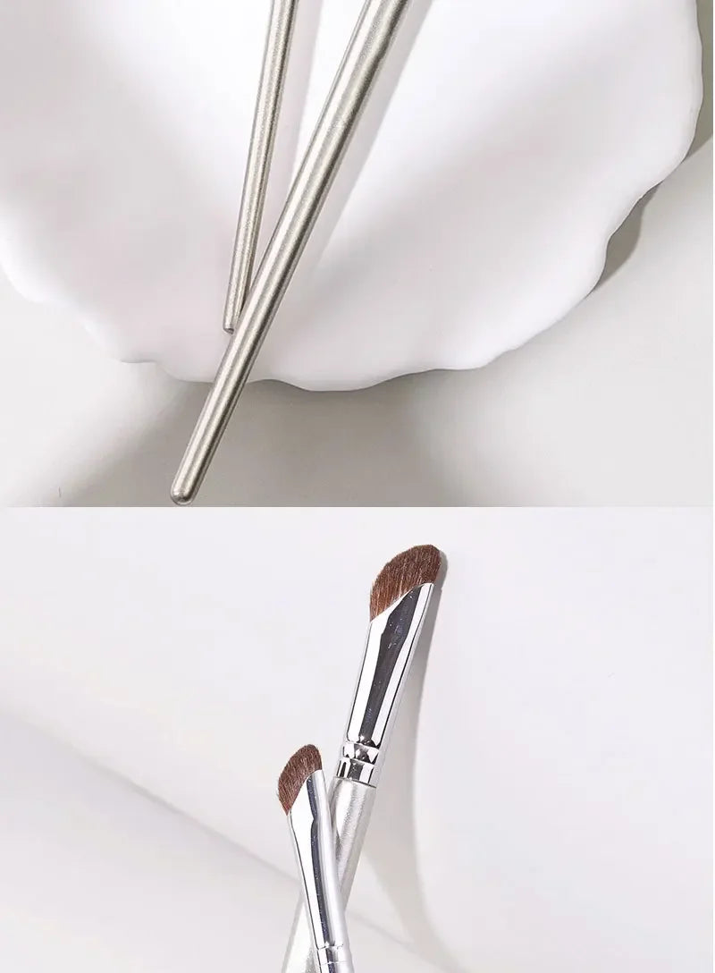 Pincel para Contorno de Nariz, Pincel Plano para Contorno de Nariz, Pincel Angulado para Maquillaje de Contorno, Pincel de Pelo Natural Angulado para Difuminar Sombras