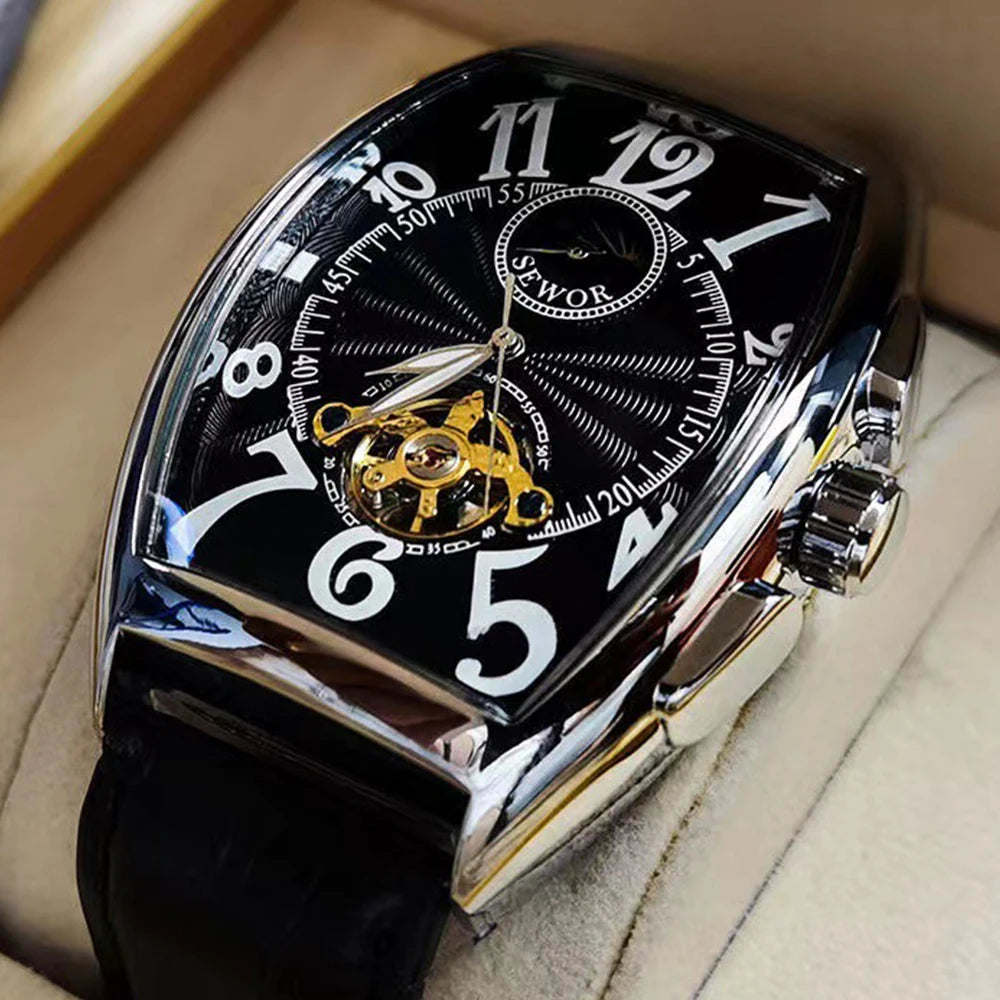 Relojes mecánicos automáticos para hombre, reloj de pulsera con esqueleto de Tourbillon, luminoso, de lujo