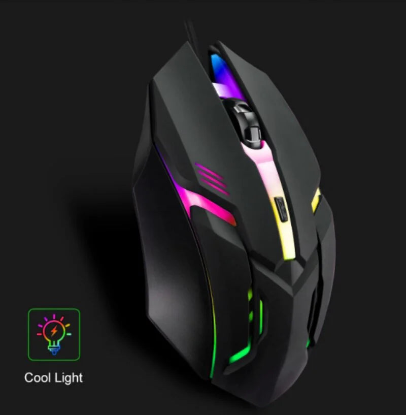 Mouse Gamer USB con Luz RGB – 1600 DPI, 4 Botones Programables, Cable 1.2m