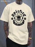 Camiseta de manga corta con cuello redondo para hombre, 100% algodón, informal, holgada, con estampado de letras, cómoda, deportiva, para verano