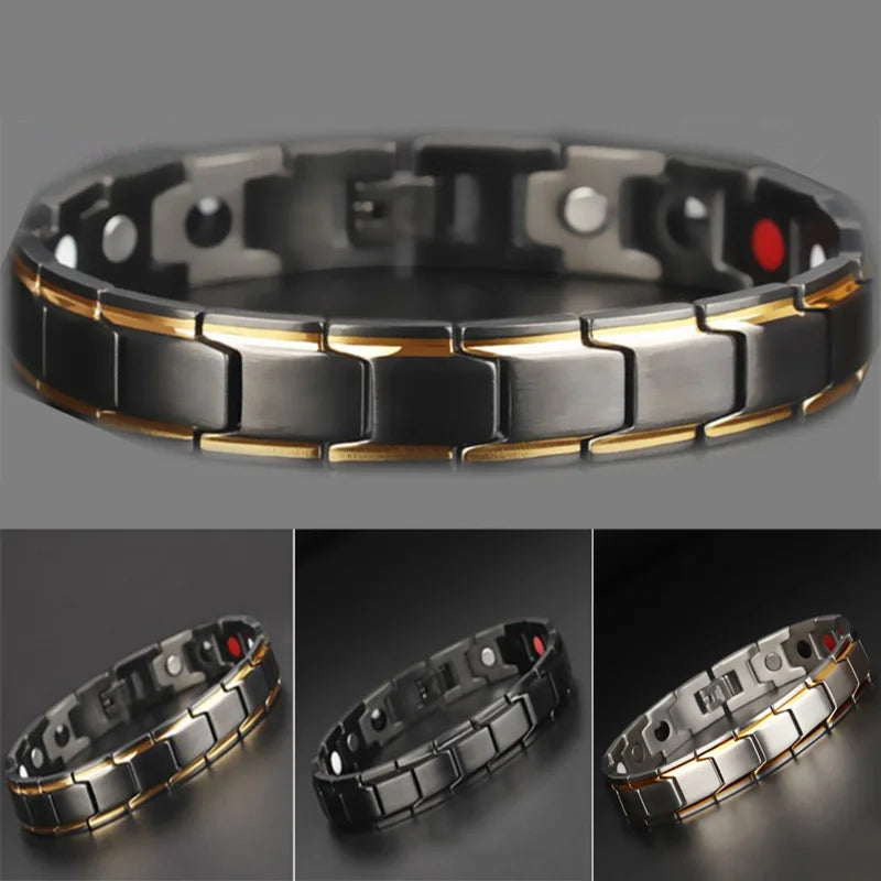Gran oferta, pulsera de lujo a la moda para la salud, pulsera de energía para hombres, pulseras biomagnéticas antifatiga y antiradiación de acero inoxidable, joyería