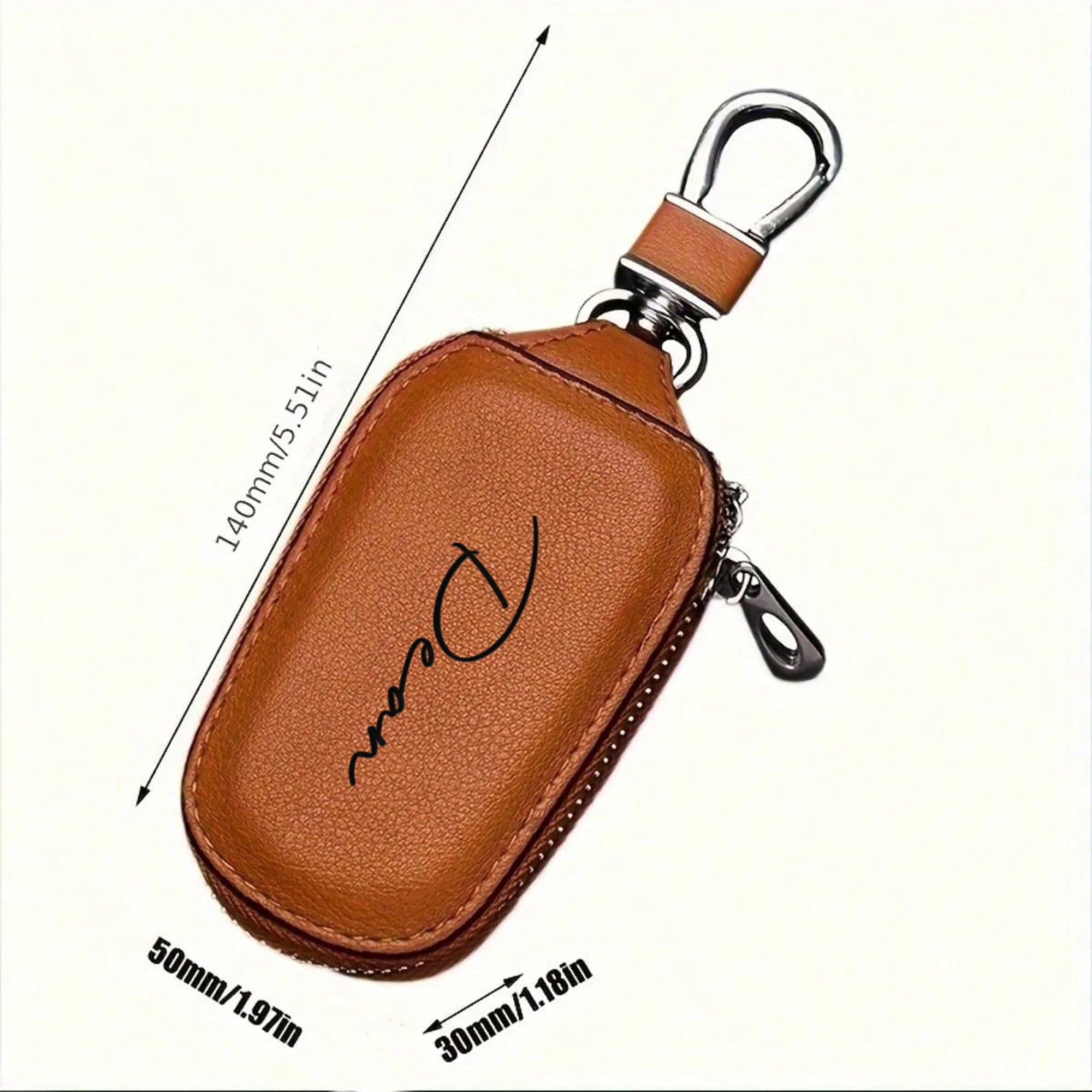 Estuche para Llaves Personalizado con Cremallera, Grabado Láser, Nombre Personalizado, Funda Creativa para Llavero con Cremallera, Cuero Sintético PU Resistente, Regalos