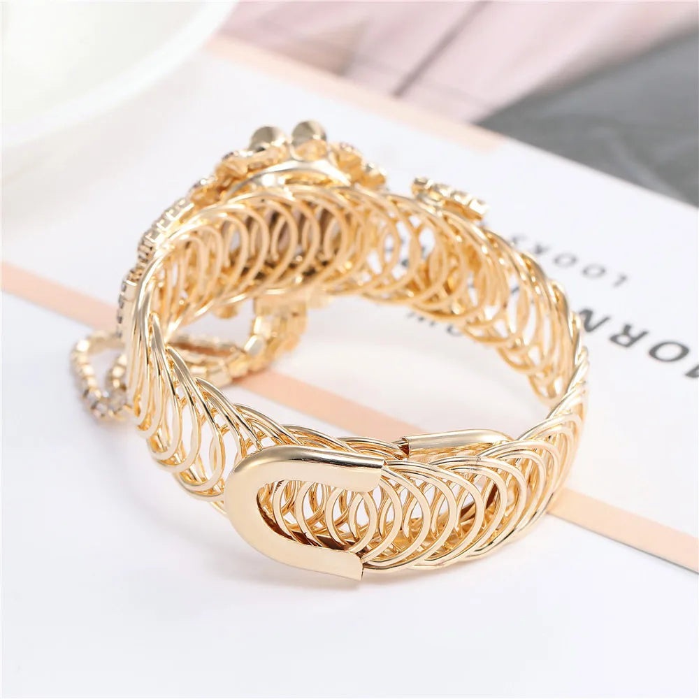 Reloj de pulsera brillante para mujer, elegante Reloj de pulsera de acero inoxidable de oro rosa de lujo, Reloj de pulsera con diamantes de imitación para mujer, Reloj saati