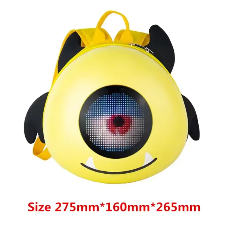 Mochila LED para Motociclistas con Ojos Brillantes, Textura de Fibra de Carbono, Casco, Mochila Escolar, Mochila para Portátil de Moto
