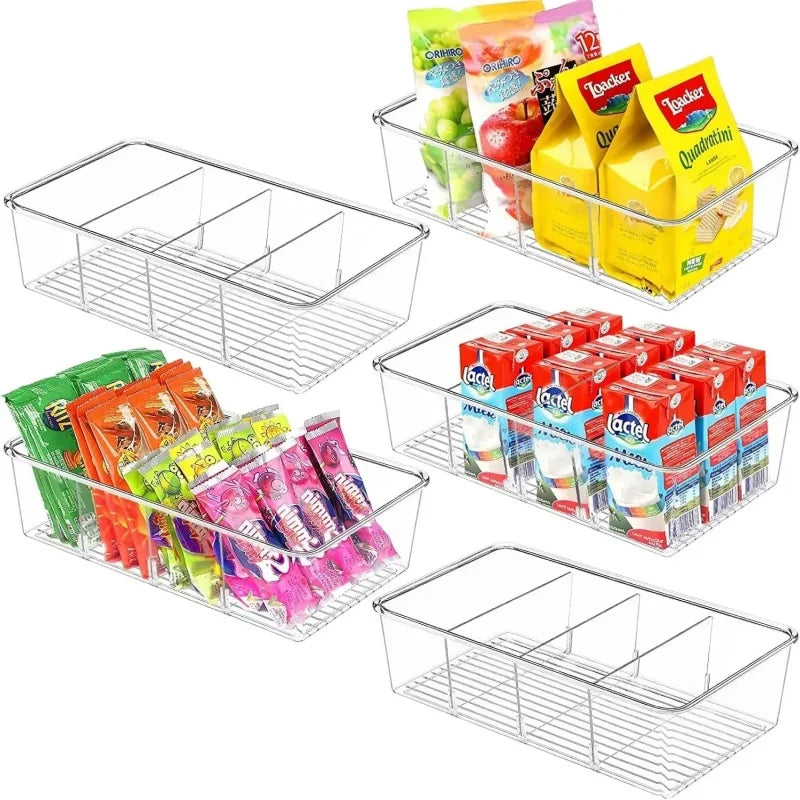 Clear Fridge Organizer Bin with Divider