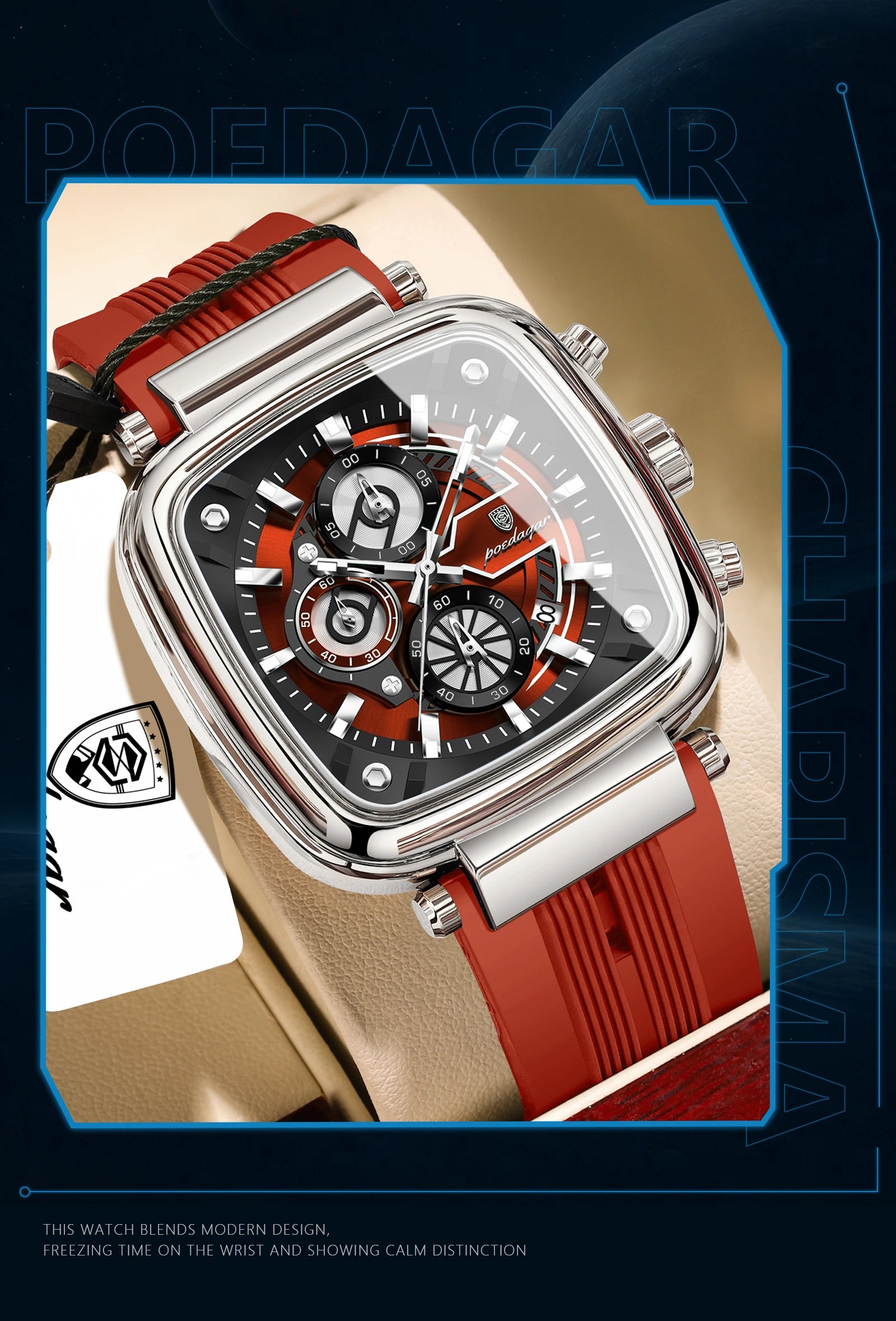 POEDAGAR Luxury Watch For Men Calendar Luminous Waterproof Man Clock Male Chronograph Silicone Sports Men's Quartz Watches Reloj