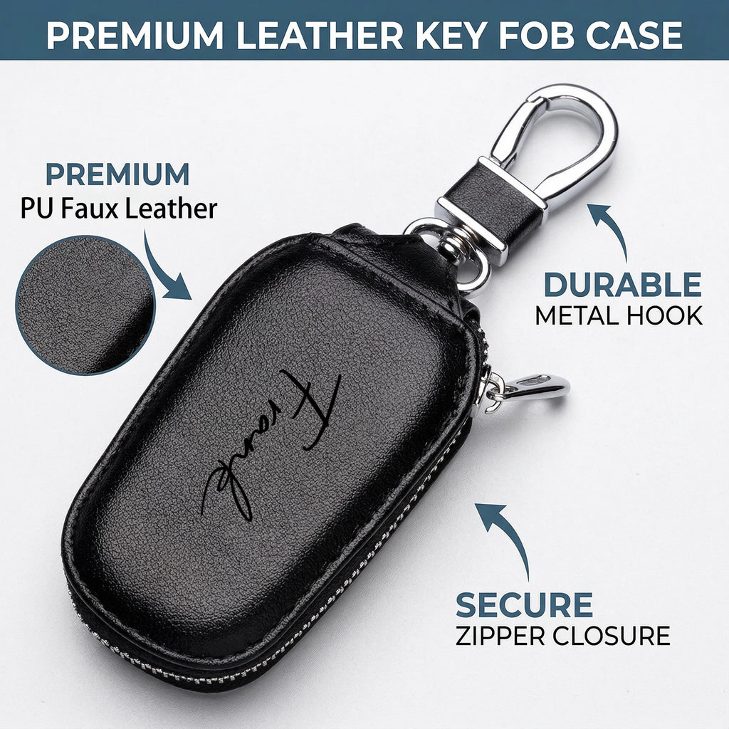 Estuche para Llaves Personalizado con Cremallera, Grabado Láser, Nombre Personalizado, Funda Creativa para Llavero con Cremallera, Cuero Sintético PU Resistente, Regalos