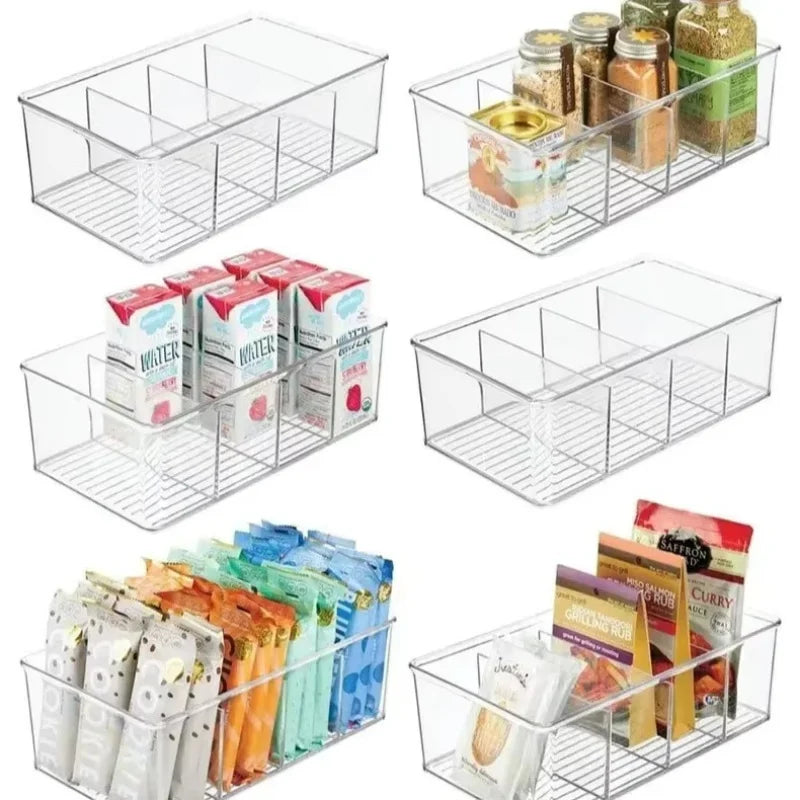 Clear Fridge Organizer Bin with Divider