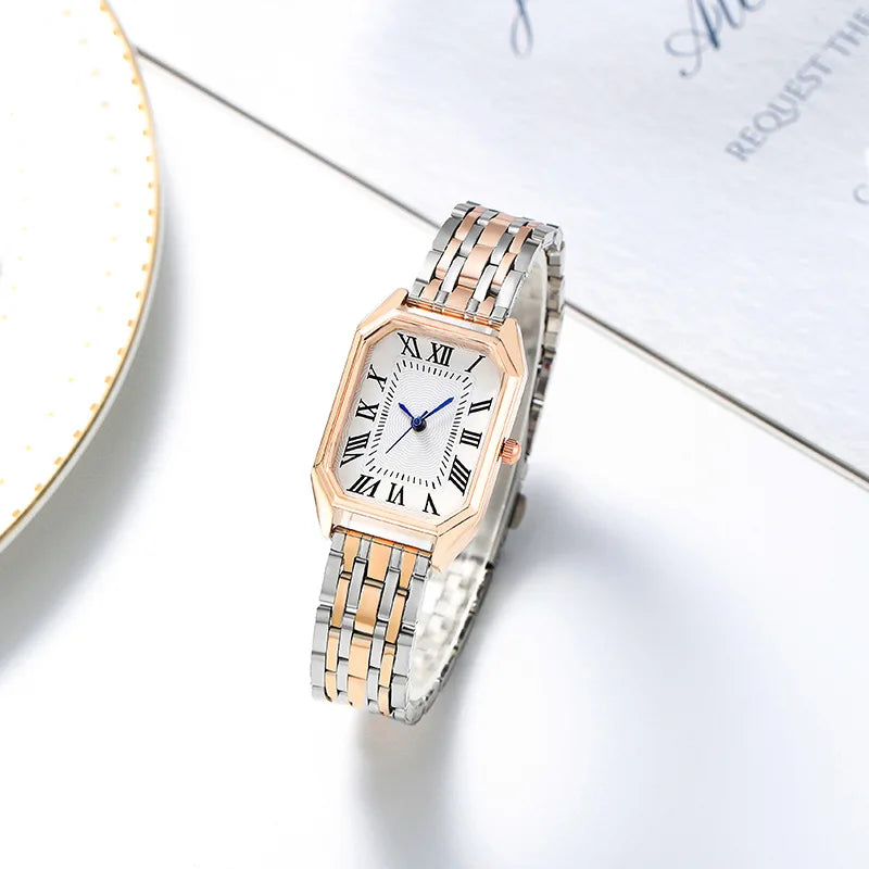 Nuevo Reloj de Pulsera de Cuarzo con Correa de Acero de Aleación a la Moda para Mujer