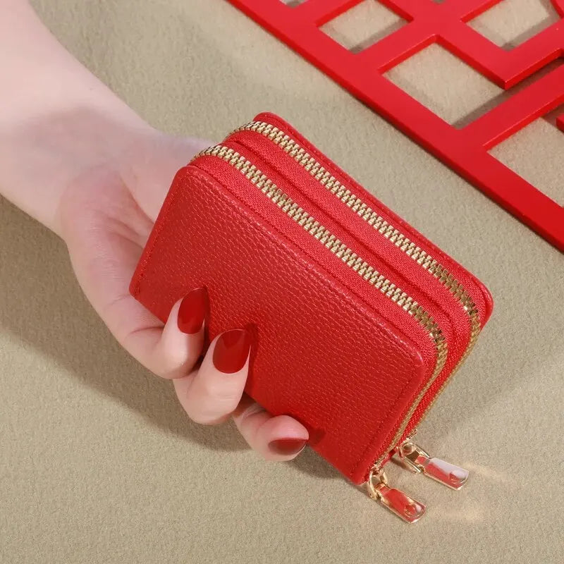 Cartera corta con cierre transparente para mujer Patrón de lichi Monaiea-cartera con múltiples ranuras para tarjetas, gran capacidad, a la moda