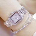 3 unids/set reloj de mujer de lujo reloj de mujer relojes de diamantes de imitación de cristal reloj de pulsera con correa de acero inoxidable de cuarzo reloj de pulsera con esfera cuadrada