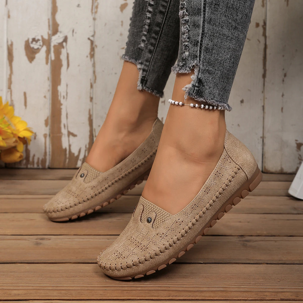 Goreyodoly, mocasines para mujer, diseño floral hueco, zapatos planos sin cordones, transpirables, ligeros, informales, para caminar, suaves y antideslizantes