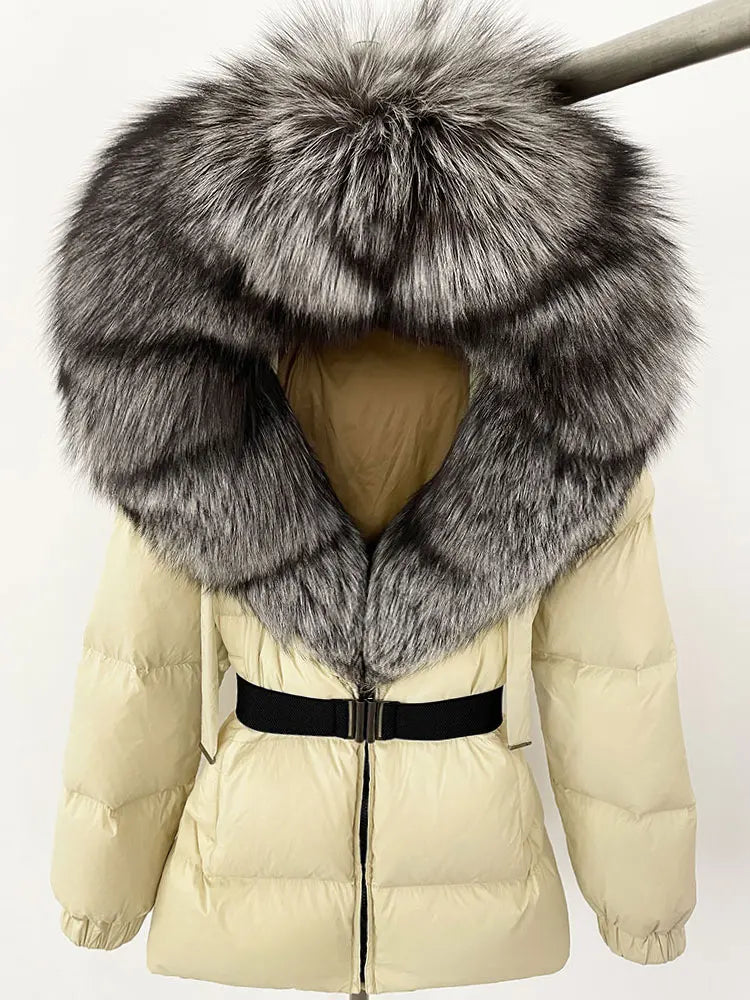 OFTBUY 2025 new women's winter clothing, white duck down coat, natural fox fur hooded jacket, fashionable warm padded jacket for women