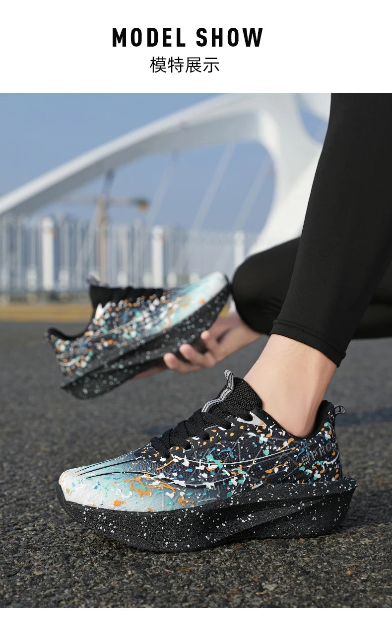 Zapatillas Deportivas para Mujer con Placa de Carbono Degradada, Amortiguadoras, Transpirables, Ligeras y Antideslizantes