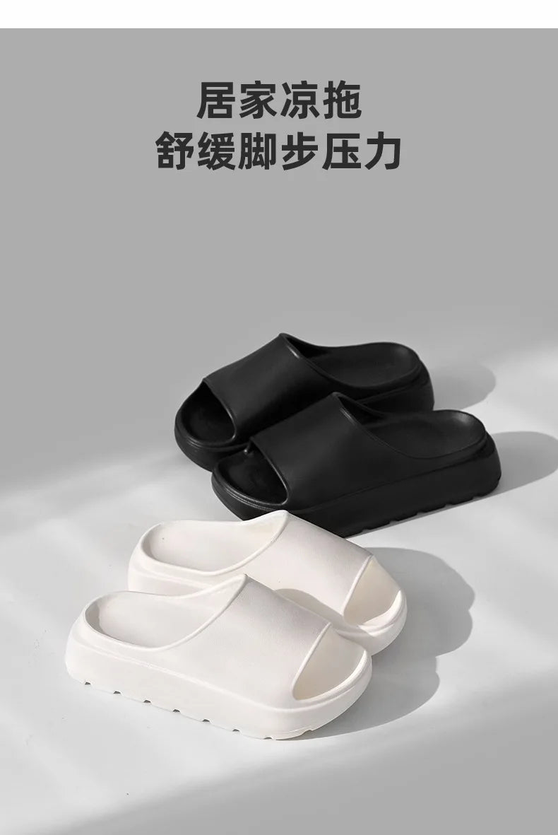 Comwarm, zapatillas de plataforma para mujer, sandalias suaves de suela gruesa de EVA, zapatillas de tacón plano de fondo alto a la moda, chanclas informales antideslizantes para casa