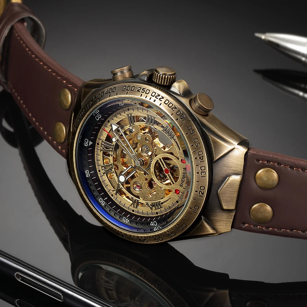 Relojes mecánicos automáticos para hombre, reloj de pulsera con esqueleto de Tourbillon, luminoso, de lujo