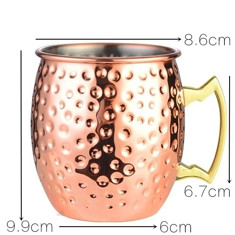 Juego de 8 Tazas de Cobre Martillado para Moscow Mule - Tazas de Acero Inoxidable para Servir Cerveza, Vino, Café y Cócteles