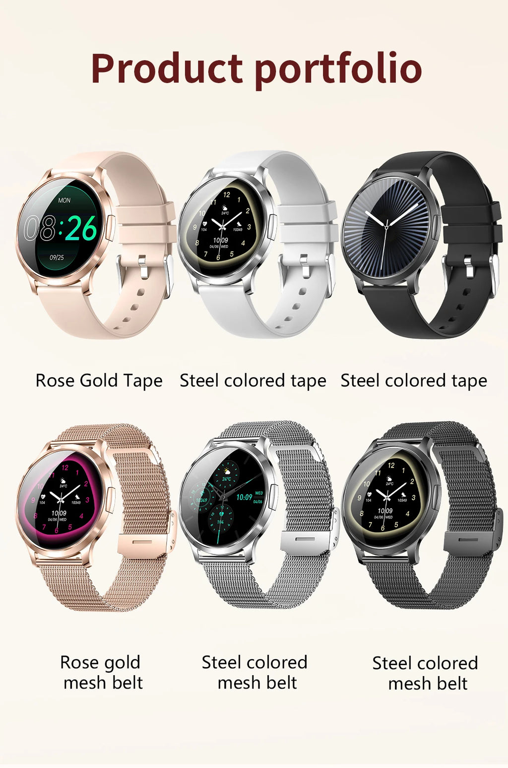 Nuevo reloj inteligente para mujer 1,32 "AMOLED pantalla completamente táctil Bluetooth llamada presión arterial IP68 impermeable NFC 7,3mm pulsera ultrafina