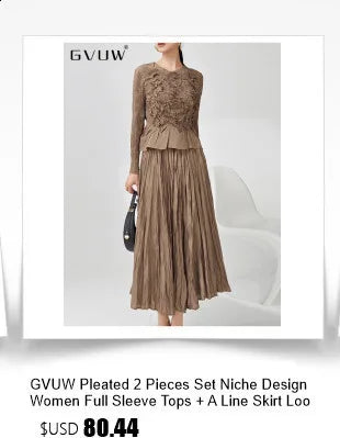 GVUW, vestido plisado para mujer, manga acampanada completa, línea A, volantes empalmados, cuello redondo, fiesta de noche, ropa elegante para mujer 17G4475