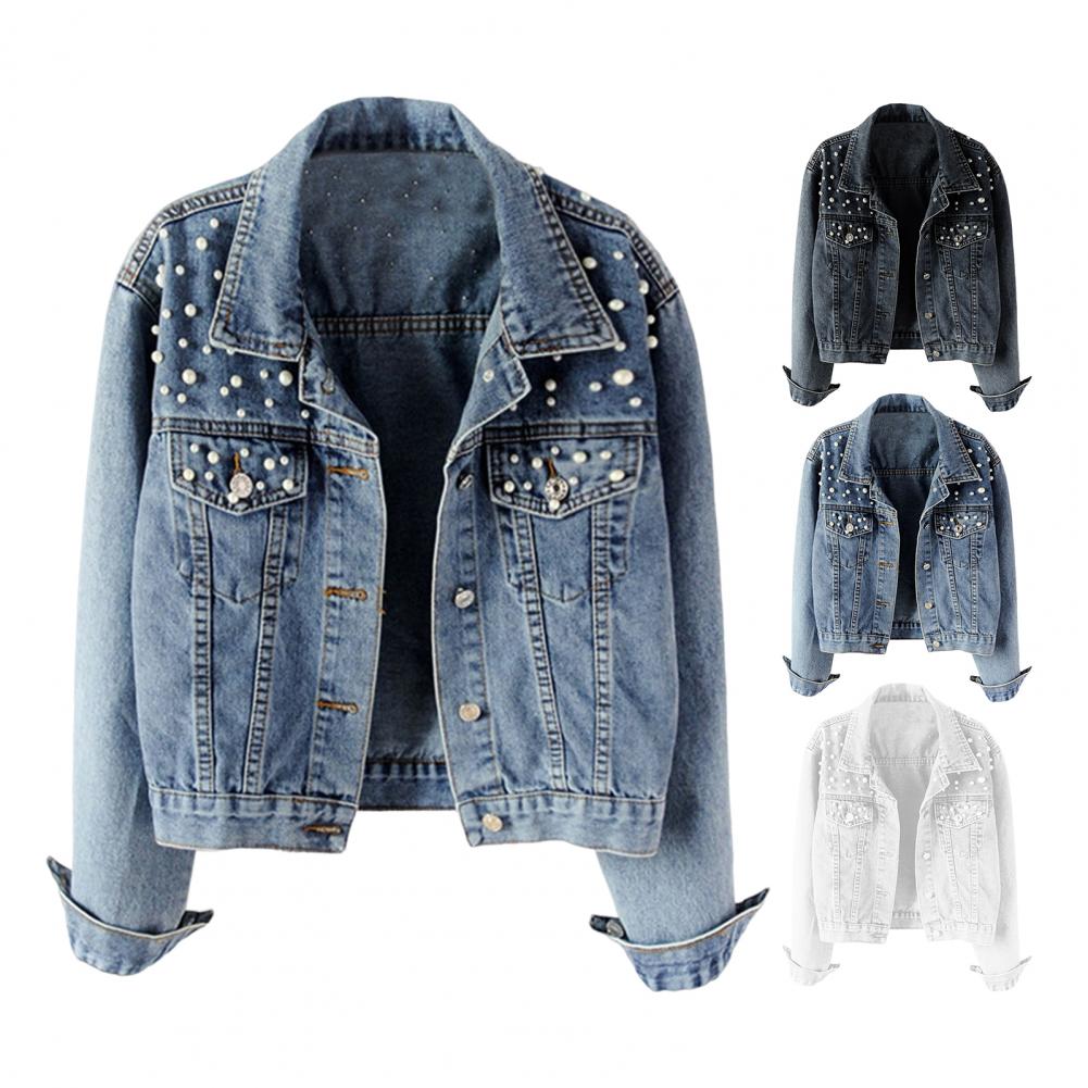 Chaqueta vaquera de un solo pecho para mujer, resistente al desgaste, estilo clásico, talla grande