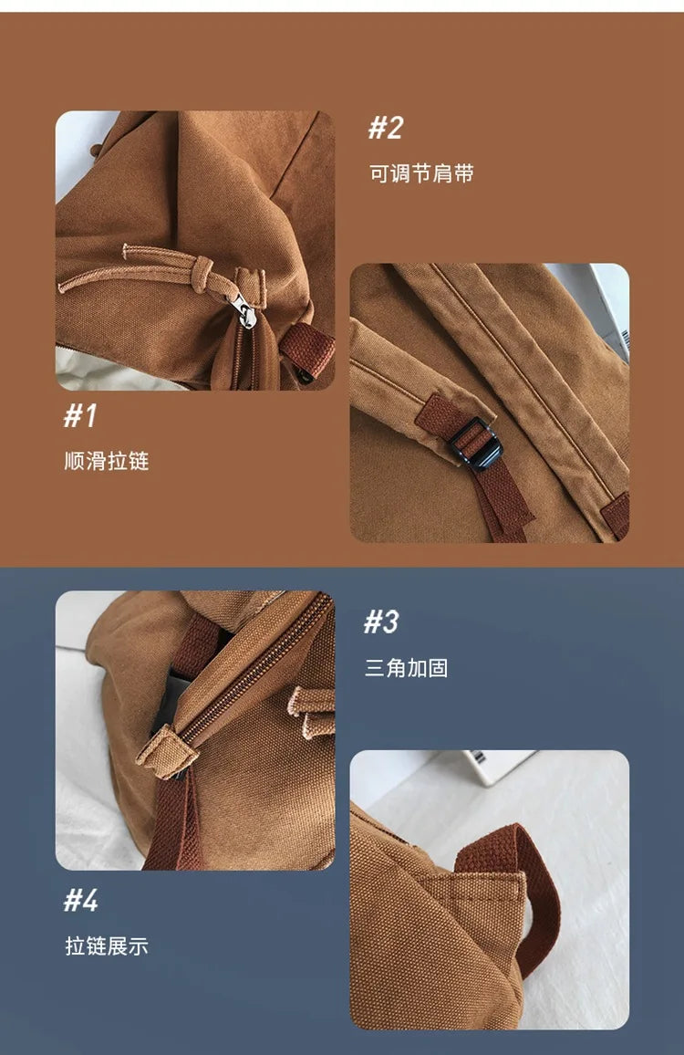 Mochila de lona de estilo japonés informal y a la moda para estudiantes de secundaria y universitarios mochila para mujeres 가mochilas masculinas