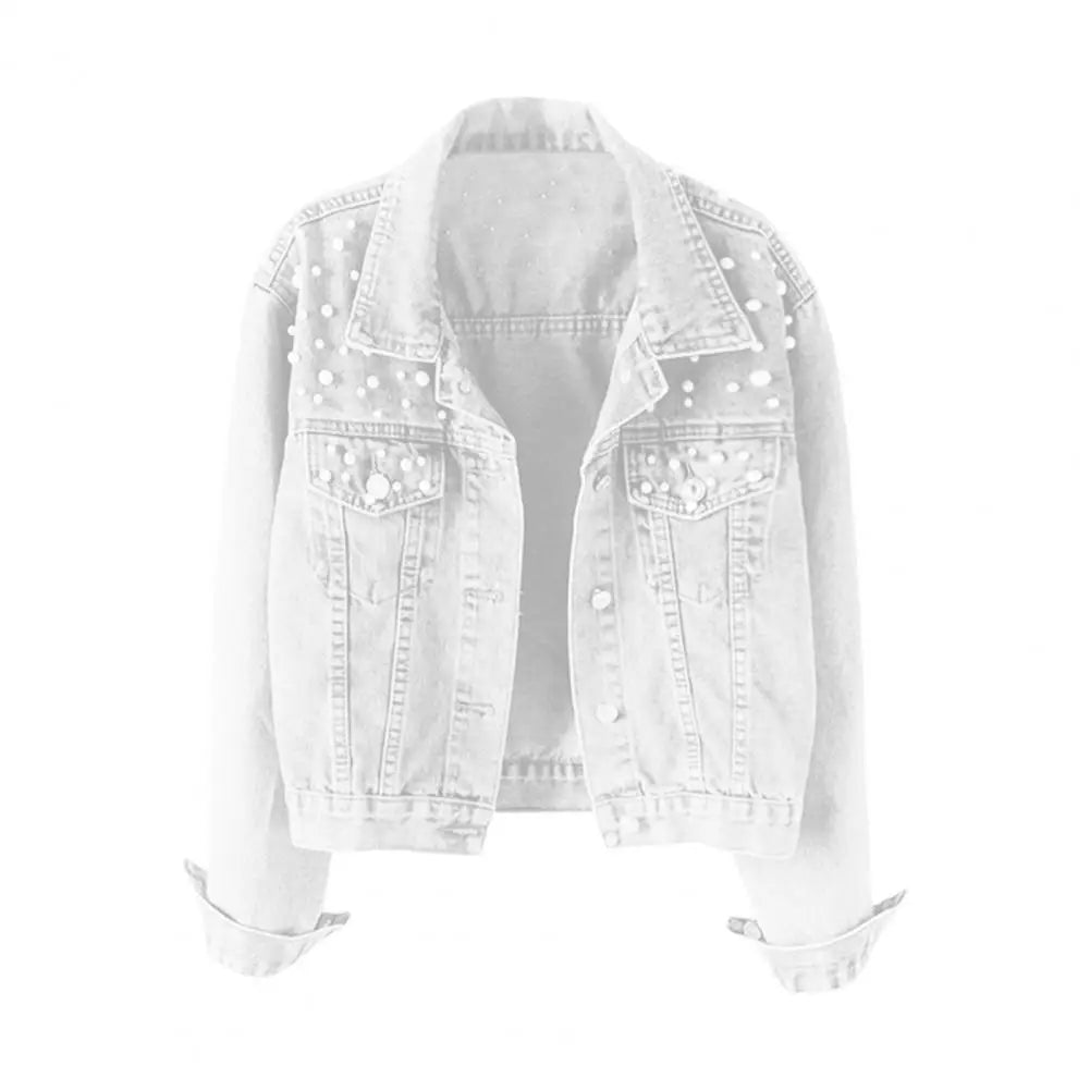 Women's Single-Breasted Denim Jacket, Wear-Resistant, Classic Style, Plus Size
