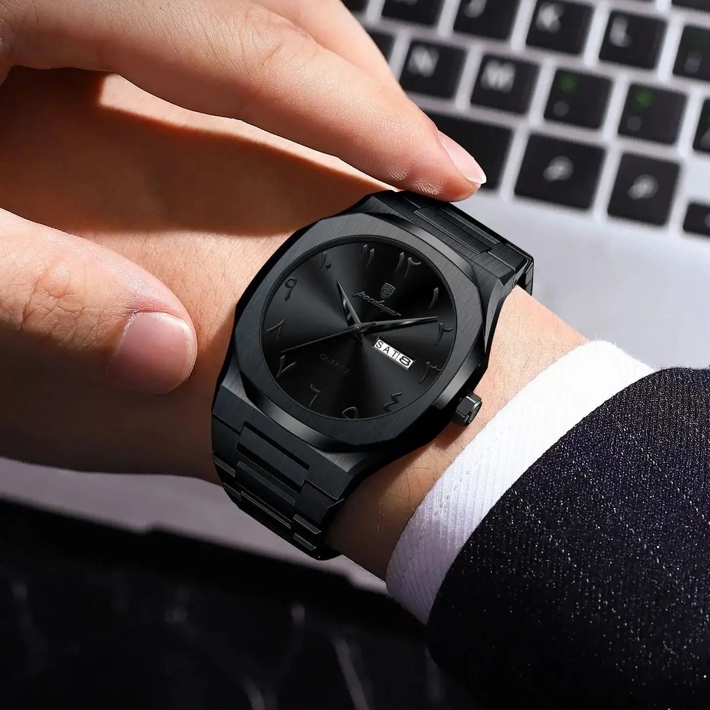 Reloj militar POEDAGAR para hombre, resistente al agua, calendario semanal de lujo, reloj de pulsera para hombre, relojes de cuarzo de acero inoxidable a la moda para hombre