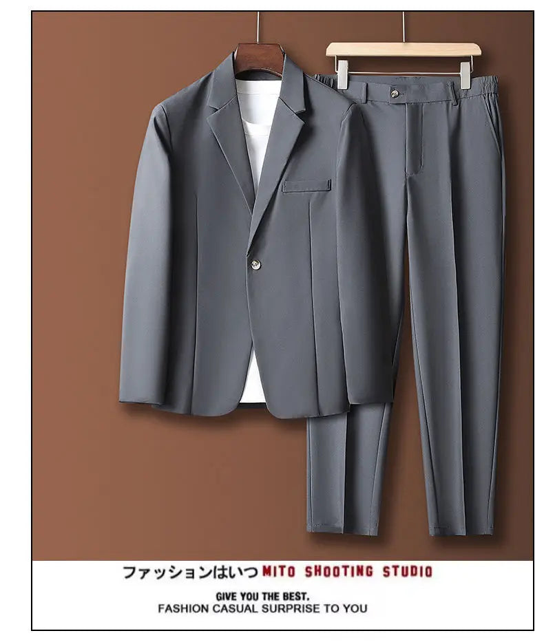 Chaqueta de traje informal para hombre, estilo coreano, holgada, a la moda, con un solo pecho y hombros, primavera y otoño, elegante