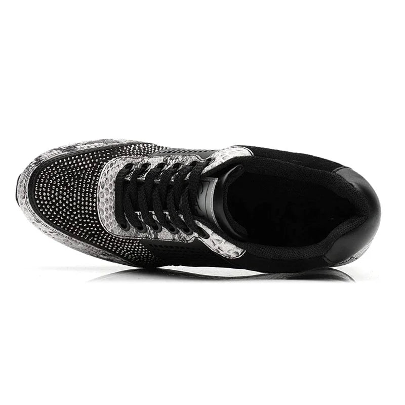 Zapatos vulcanizados para mujer con aumento de altura, zapatos ligeros y transpirables para caminar, zapatos de plataforma para mujer, zapatillas de deporte con cuña hechas a mano