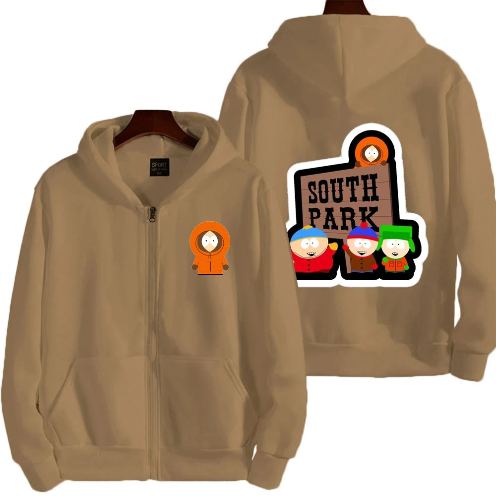 2025 nueva moda South Park dibujos animados Anime hombres Sudadera con capucha Otoño/Invierno mujeres cremallera sudadera pareja abrigo
