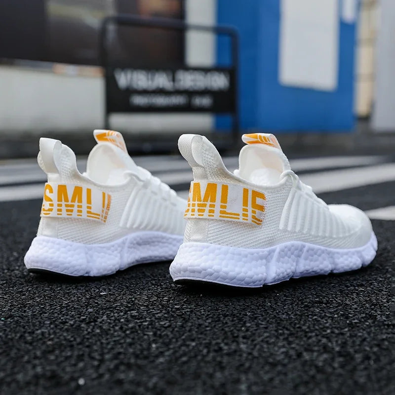 Zapatillas de tenis informales de malla para hombre, zapatos vulcanizados transpirables, suela suave, ligeros, al aire libre para senderismo, cómodos para correr, Verano